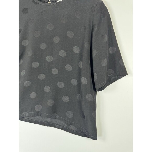 Vintage Jaeger Blouse Women Small Black Polka Dot Keyhole Back Great Britain 90s - Picture 3 of 12